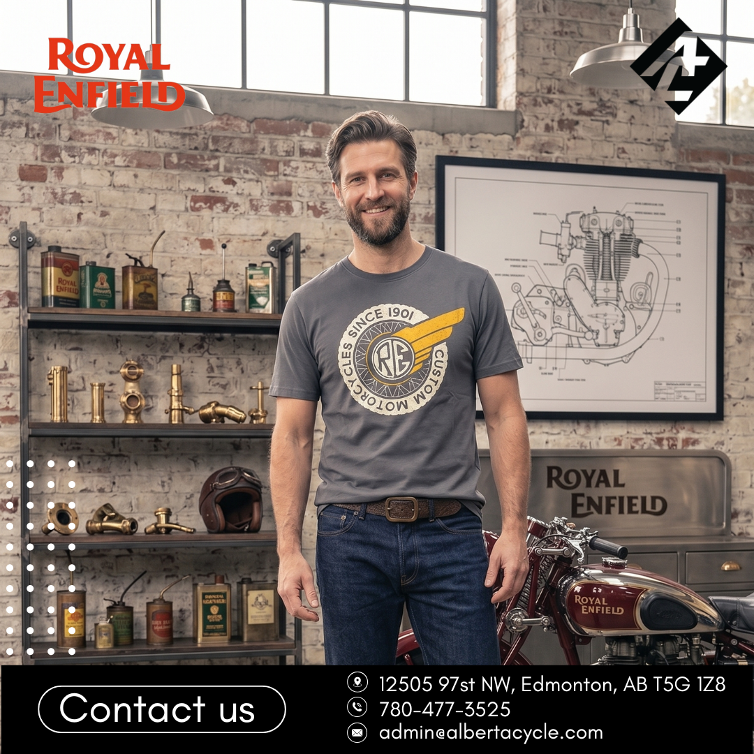 Royal Enfield "Custom Motorcycle" Tee, Charcoal