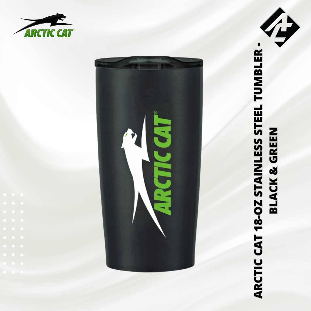 Arctic Cat 18-oz Stainless Steel Tumbler- Black-Green
