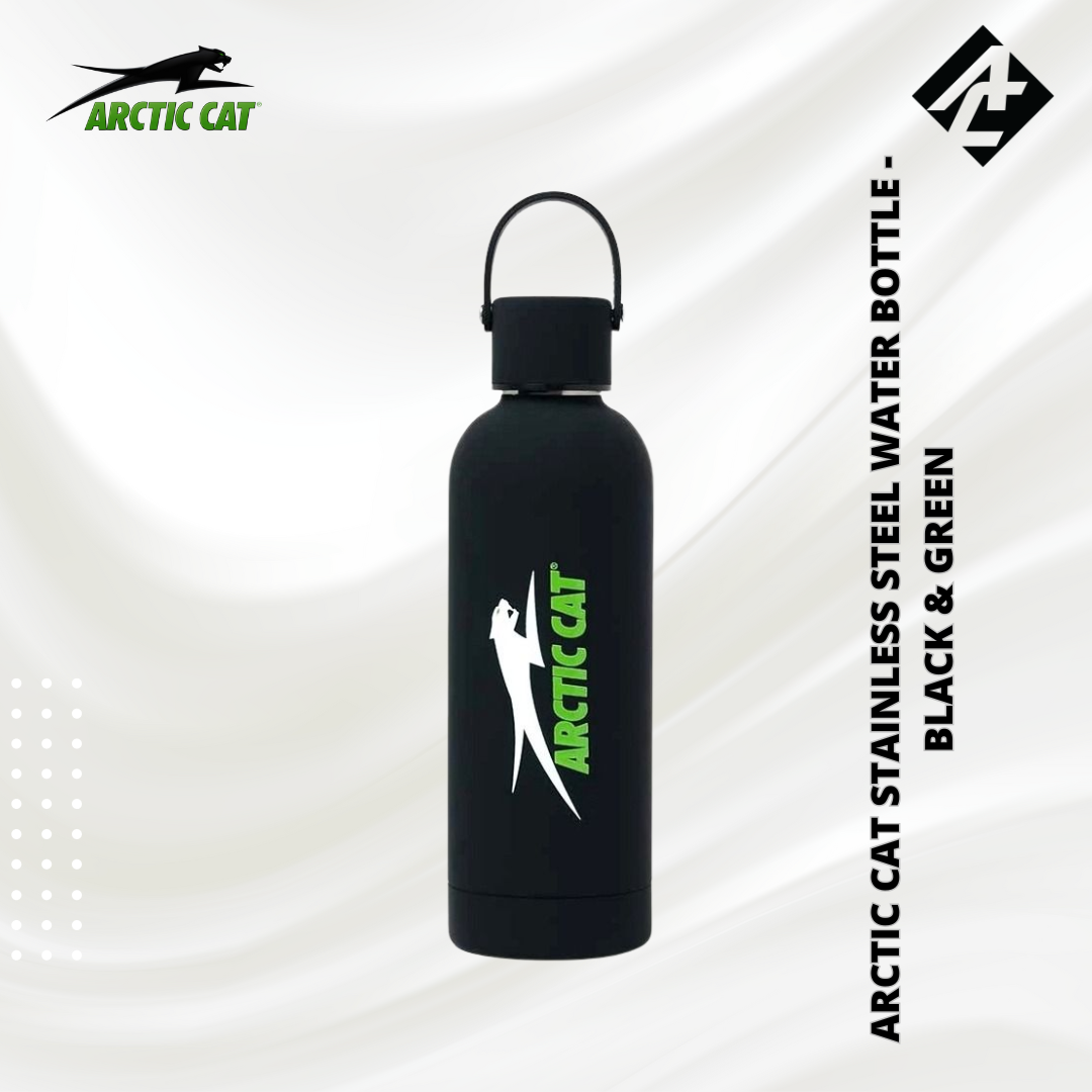 Arctic Cat Stainless Steel Water Bottle - Black-Green
